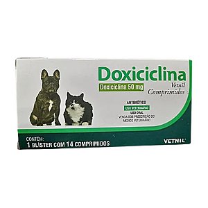 Doxiciclina Vetnil 50mg para Cães e Gatos 14 Comprimidos