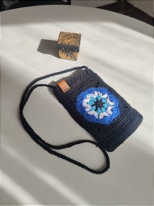 Bolsa Tiracolo de Crochê - Flor Africana Olho Grego