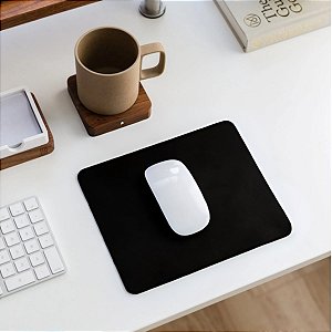 Mouse Pad 20x15cm Deskpad office em Couro Sintético Ergonômico Moderno - Preto