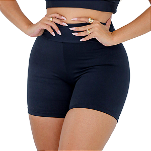 Short Cintura Alta Suplex Academia Bermuda Fitness - PRETO