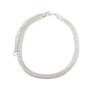 Pulseira Malha Fita Folheada Em Ródio