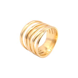 Anel Faixas Lisas Banhado a Ouro 18K