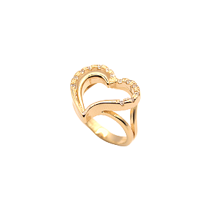 Anel Coração com Zircônia Banhado a Ouro 18K