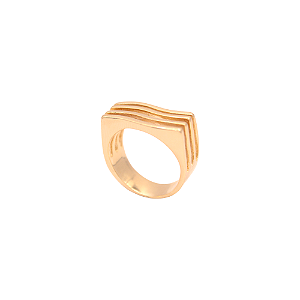 Anel Ondas Banhado a Ouro 18K