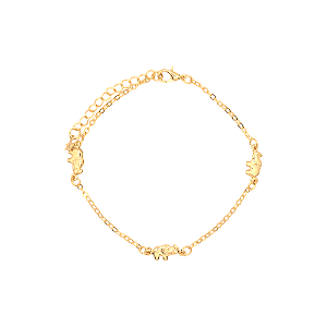 Pulseira Infantil 3 Elefantes Banhada a Ouro 18K