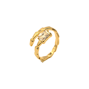 Anel Inspiração Serpente com Zircônia Banhando a Ouro 18K