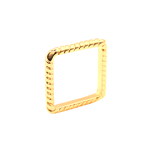 Anel Quadrado Fio Torcido Banhando a Ouro 18K