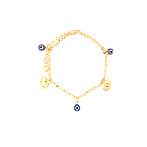 Pulseira Olhos Gregos Banhada a Ouro 18K