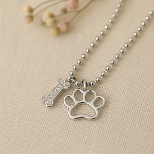 Gargantilha Pet Lover Ródio Branco