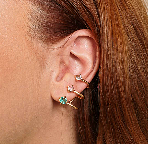 Brinco Ear Cuff com 3 Zircônias