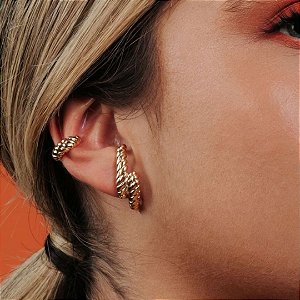 Ear Cuff Waves - Piercing Fake Espiral Dourado
