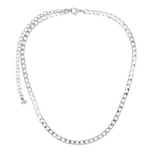 Gargantilha Corrente Banhada A Ródio Branco Tam 30Cm Ext 10Cm