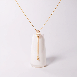 Colar Gravatinha com Gota Zircônia Banhado a Ouro 18k 80cm