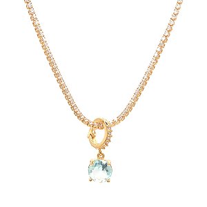 Pingente Clic Redondo Aqua Marinha Ouro 18K