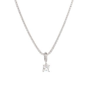 Pingente Retangular Cristal Ródio Branco P
