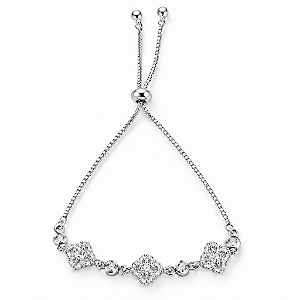 Pulseira Trevo banhada a Ródio Branco