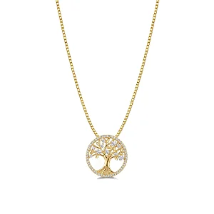 Colar Árvore Cravejado Banhado a Ouro 18K