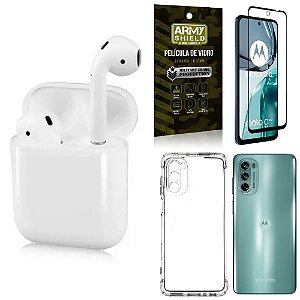 Kit Capinha Moto G62 + Fone Ouvido Bluetooth LY122 + Película Vidro 3D