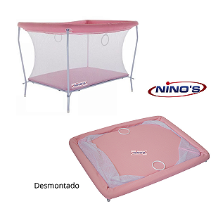 Berço Cercado Desmontável Chiqueirinho Rosa Ninos
