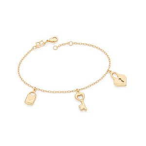 Pulseira com 3 pingentes de cadeado