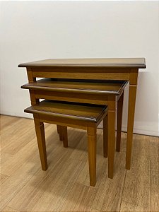 Conjunto de mesa ninho de madeira retangular