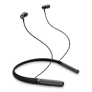 Fones de ouvido In-Ear JBL Live 200BT Bluetooth em alumínio Cabo de tecido Microfone Preto