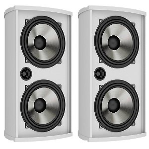 Loud AL5 120 - Par de Caixas Acústicas Externas Mini Coluna em Alumínio Extrudado All Weather 120W Branco