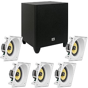 Kit 5.1 Caixas de Embutir JBL 5x CI6SA + Subwoofer JBL CI8P