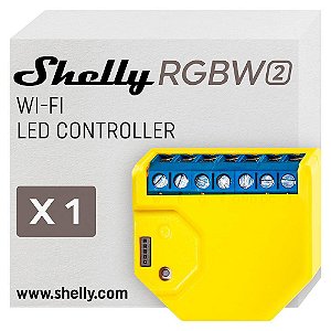 Shelly RGBW2 Relé Inteligente Operado por Wi-Fi para fitas LED Amarelo
