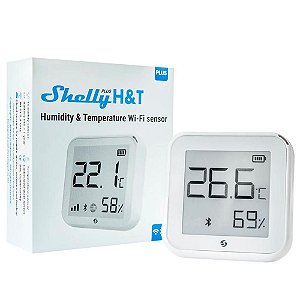 Shelly Plus H&T Sensor Inteligente de Umidade e Temperatura Operado por Wi-Fi Branco