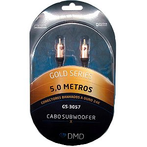 Diamond Cable GS-3057 Gold Series 5 Metros - Cabo para Subwoofer Conectores Banhados Ouro 24K