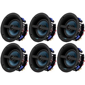Kit 6.0ch 6 Unidades Caixa de Embutir Wave Sound WSR 150 6,5" 150w Tela Slim Quadrada Branca