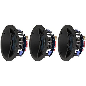 Kit 3.0ch 3 Unidades Caixa de Embutir Angulada Wave Sound WIN150 6,5" 150w  Tela Quadrada Branca