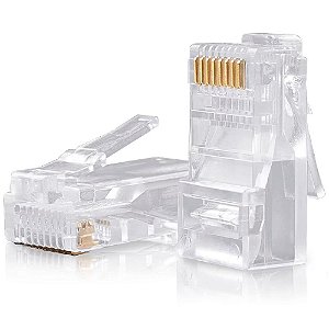 Conector de Cabo de Rede RJ45 UTP Plugue Cat5E Ugreen Contatos Banhados a Ouro (50 unidades)