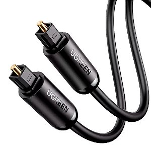 Cabo de Fibra Óptica Alta Qualidade Toslink Ugreen Conectores Banhados a Ouro Preto 1,5 Metro
