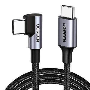 Cabo Usb-C para Usb-C 2.0 60W 480 Mbps Ângulo de 90 Graus Ugreen 1 Metro