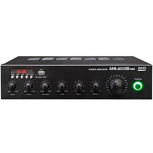 Amplificador de Som Profissional Equipson AMS AML 60 USB MKII Rádio, CD, Leitor USB com Display Bivolt