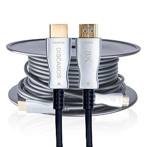 Cabo HDMI 2.1 Fibra Óptica Discabos HDR 4K/8K Suporte Resolução 120Hz  Preto 50 Metros