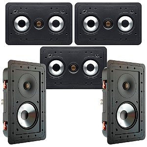 Kit 5.0 Monitor Audio Trimless Caixas Acústicas de Embutir 3x CP-WT240LCR + 2x CP-WT260