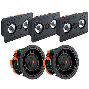 Kit 5.0 Monitor Audio Trimless Caixas Acústicas de Embutir 3x CP-WT240LCR + 2x C265-IDC