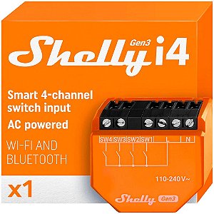 Módulo de Entradas Wifi Shelly i4 Gen3 4 Canais Bthome Bluetooth