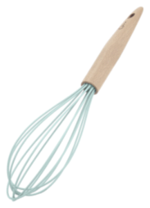 Batedor de Ovos em Silicone cabo em madeira Water Blue