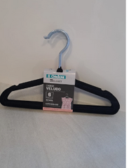 Cabide Veludo Infantil Preto 28cm 6 und.