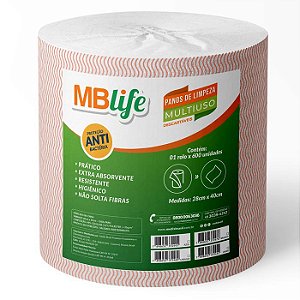 Rolo De Pano Multiuso Laranja  28cmx40cm Com 600 Panos Mblife
