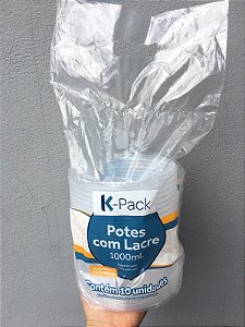 Pote Com Lacre 1000ml Kit Com 10unid k-pack