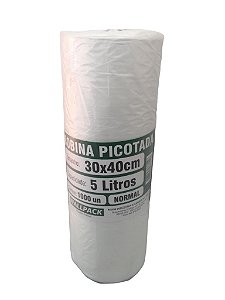 Bobina Plástica Picotada 30x40cm 5L Rolo com 1000 Sacos Normal Wallpack