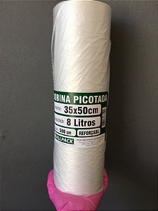 Bobina Plástica Picotada 35x50cm 8L Rolo com 500 Sacos Reforçada Wallpack