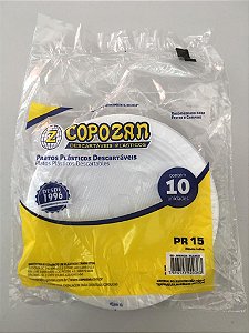 Prato Plástico Pr23 23cm Branco Pacote Com 10 Pratos Copozan