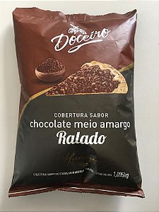 Cobertura Chocolate Ralado Meio Amargo Pacote de  1.005KG Doceiro