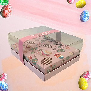 CAIXA KRAFT DECORADA OVO DE COLHER ROSA 250G UNIDADE URSO FESTAS